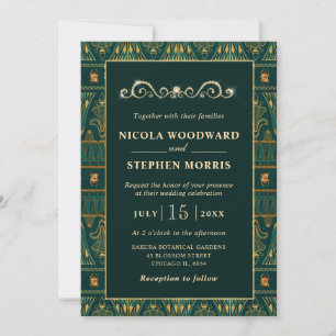Invitation Motif Égyptien Élégant Mariage Or