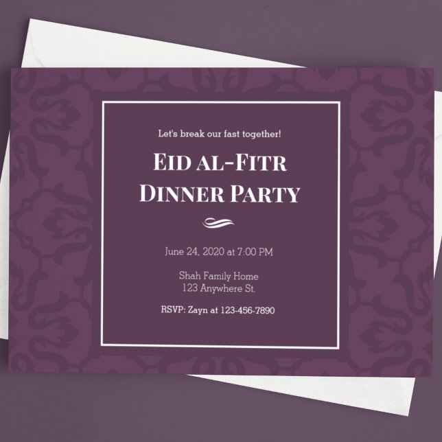Invitation Motif élégant violet pour l'Aïd al-Fitr (Créateur téléchargé)