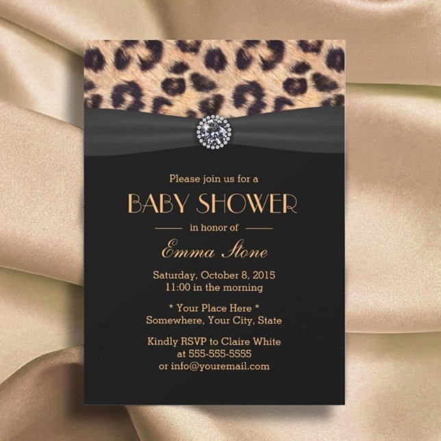 Invitation Motif Empreinte de léopard baby shower élégant (Créateur téléchargé)
