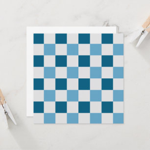 Invitation Motif en damier blanc et bleu