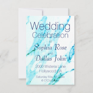 Invitation Motif en marbre blanc Turquoise moderne