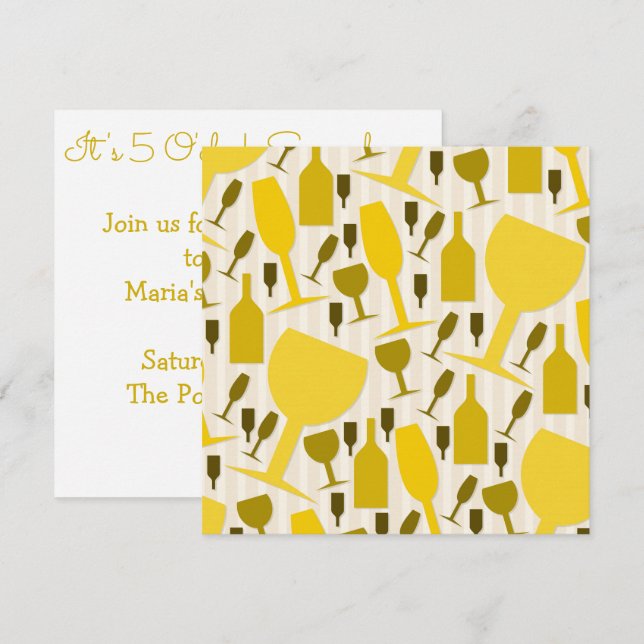 Invitation motif en verre de vin (Devant / Derrière)