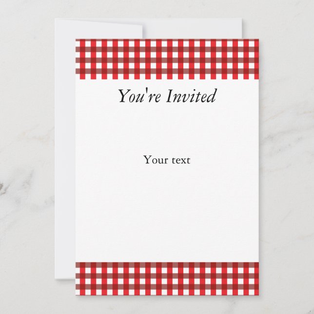 Invitation Motif En vichy rouge et blanc (Devant)