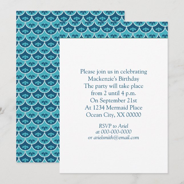 Invitation Motif floral de coquille Saint-Jacques Couleurs pe (Devant / Derrière)