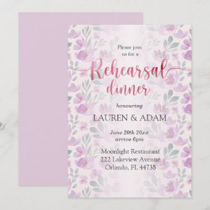 Invitation Motif floral de pivoine aquarelle lilas et rose