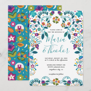 Invitation Motif floral mexicain style Mariage de luxe
