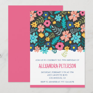 Invitation Motif floral moderne 79e anniversaire