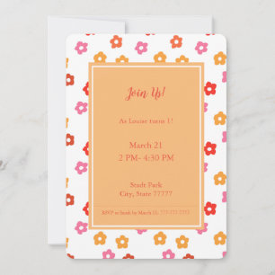 Invitation Motif floral rose rose jaune rouge orange minuscul