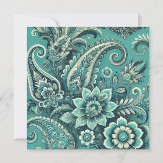 Invitation Motif floral turquoise Paisley