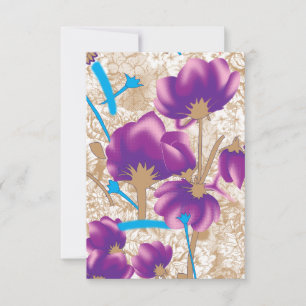 Invitation Motif floral vif avec violet et bleu f
