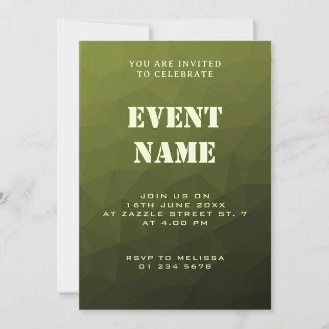 Invitation Motif géométrique du maillage vert de l'Armée (Devant)