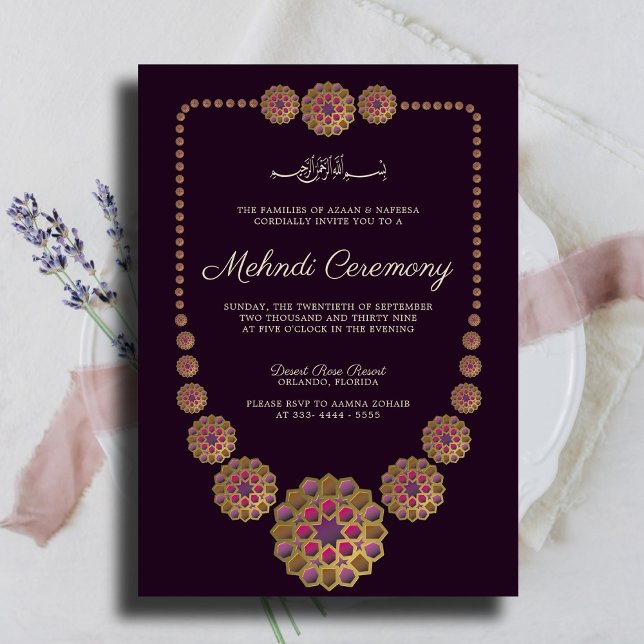 Invitation Motif géométrique islamique élégant et floral Mehn (Créateur téléchargé)