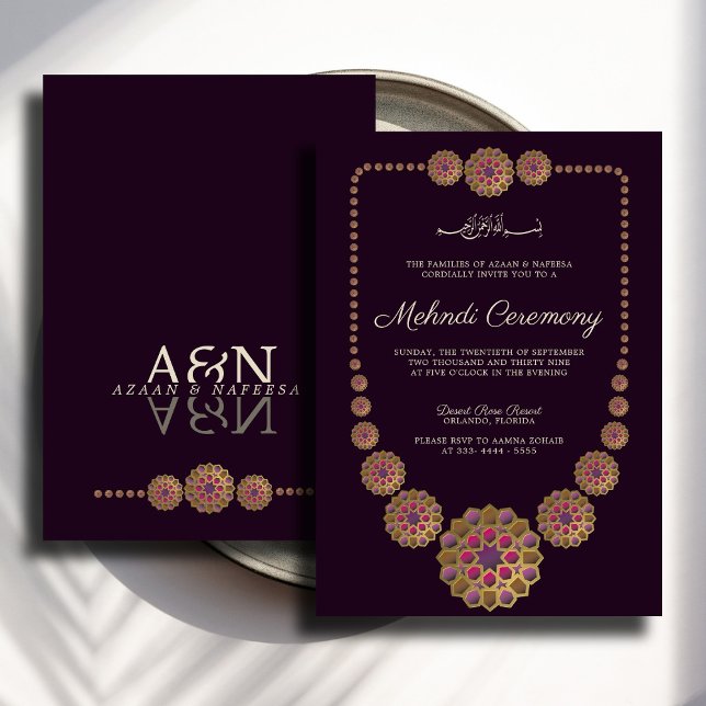 Invitation Motif géométrique islamique élégant et floral Mehn (Créateur téléchargé)