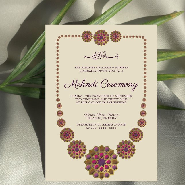 Invitation Motif géométrique islamique élégant et floral Mehn (Créateur téléchargé)