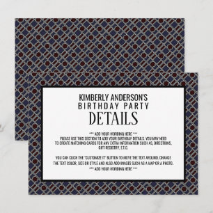 Invitation Motif géométrique tendance, détails d'anniversaire
