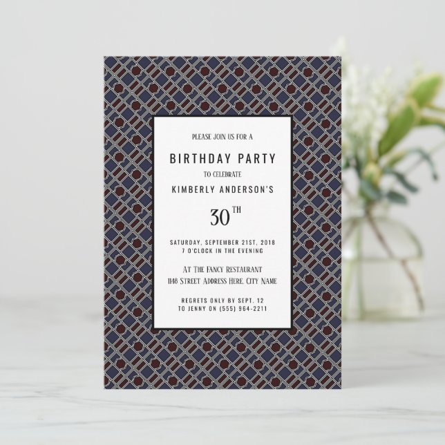 Invitation Motif géométrique tendance, fête d'anniversaire mo (Debout devant)