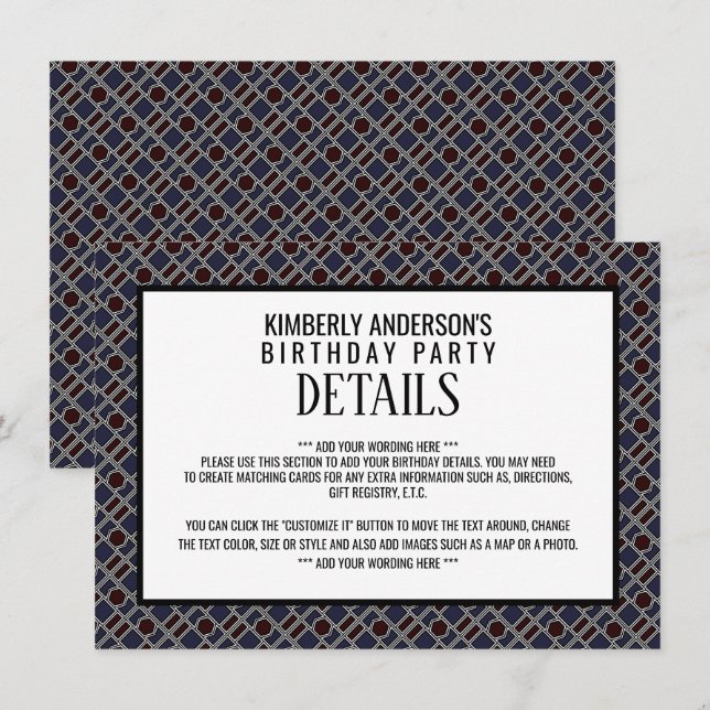 Invitation Motif géométrique tendance, moderne détails d'anni (Devant / Derrière)