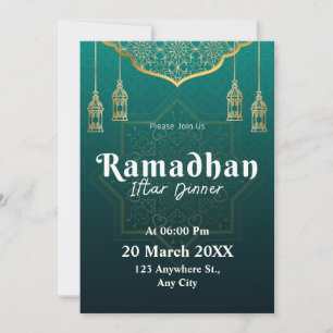 Invitation Motif Géométrique Vert et Blanc Ramadan 