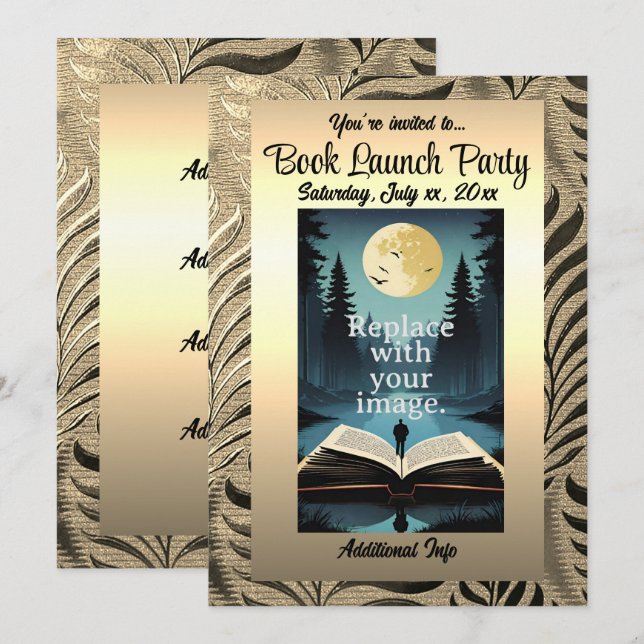 Invitation Motif Gold Leaf (Devant / Derrière)