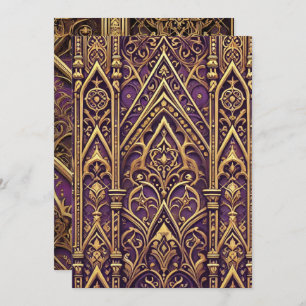 Invitation Motif gothique victorien imprimable violet et or