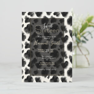 Invitation Motif imprimé vache noir et blanc