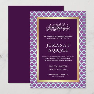 Invitation Motif islamique à quatre feuilles en violet de sty