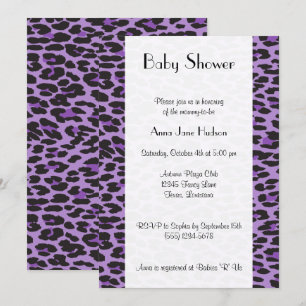 Invitation Motif léopard, léopard pourpre, Baby shower
