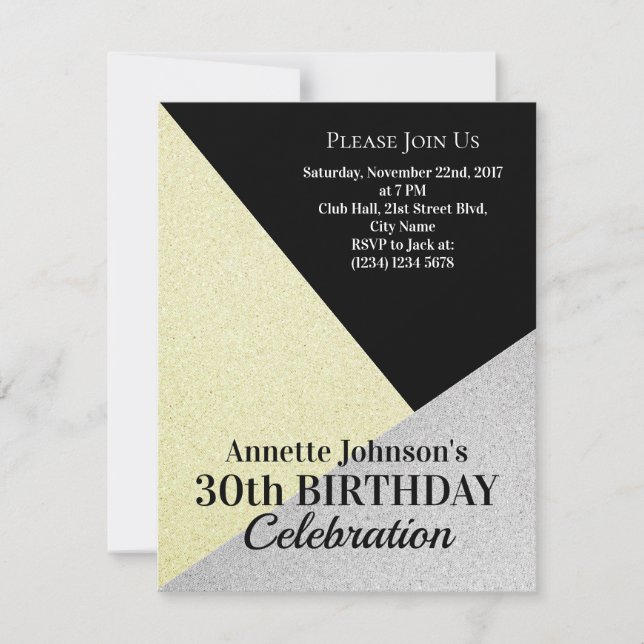 Invitation Motif luxueux classe or argent (Devant)