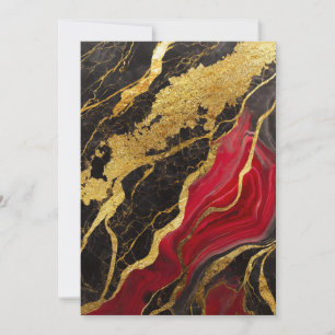 Invitation Motif Marbre Rouge Noir avec Or