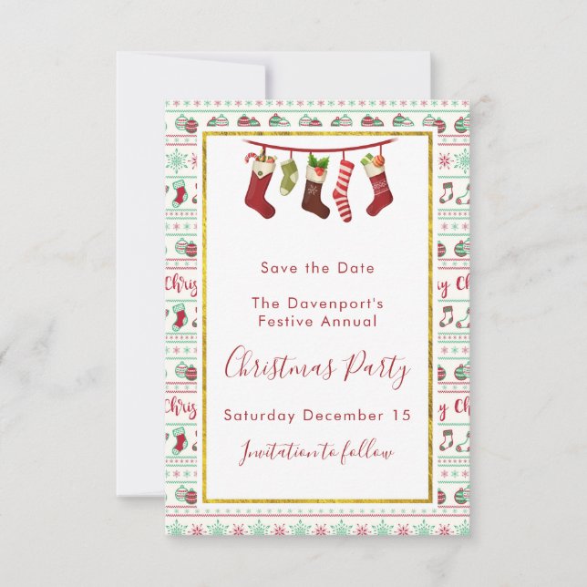 Invitation Motif moche de Noël Sauver la date (Devant)