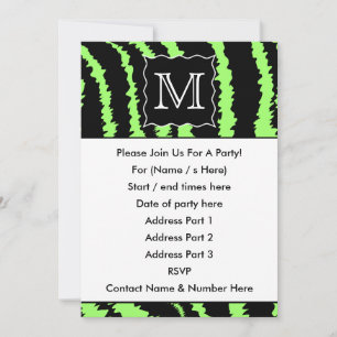 Invitation Motif monographique Lime vert et zèbre noir person