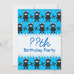 Invitation Motif noir et turquoise de Ninja Bunny