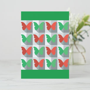 Invitation Motif papillon rouge et vert