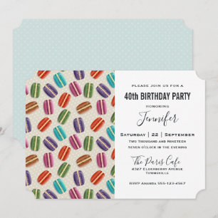 Invitation Motif parisien Macarons coloré Anniversaire