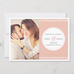 Invitation Motif Peach Aztec   Enregistrer l'annonce de date