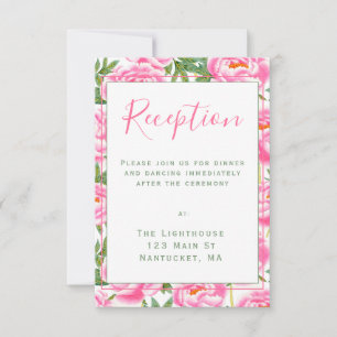 Invitation Motif Pink Peonies   Insertion de réception de mar