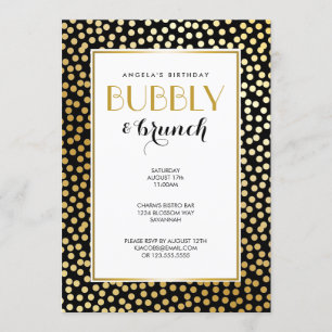 Invitation Motif Polka Dot moderne noir et or