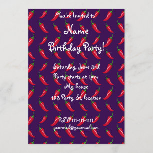 Invitation motif pourpre de poivrons de piment