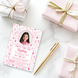 Invitation Motif rose délicieux Anniversaire