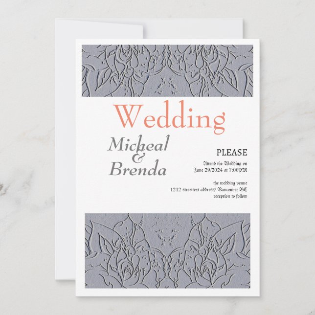Invitation Motif Rose en pierre (Devant)