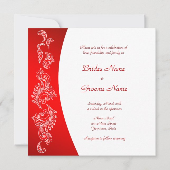 Invitation motif rouge et blanc (Devant)