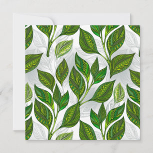 Invitation Motif sans couture avec Feuilles de thé vert