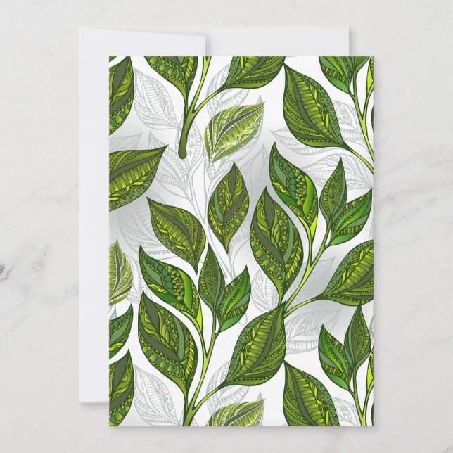 Invitation Motif sans couture avec Feuilles de thé vert (Devant)