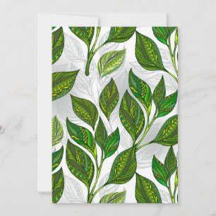 Invitation Motif sans couture avec Feuilles de thé vert