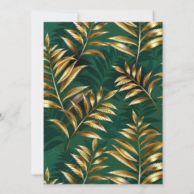 Invitation Motif sans couture avec fougères dorées (Devant)
