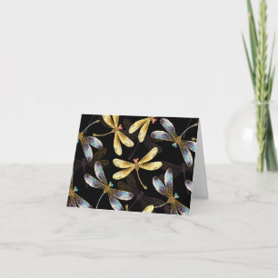 Invitation Motif sans couture avec libellules d'or