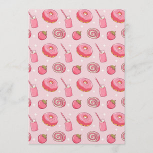 Invitation Motif sans couture d'aliments roses mignons et kaw