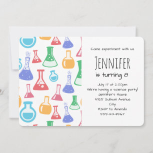 Invitation Motif scientifique divertissant Beakers and Flaque