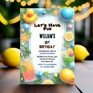 Invitation Motif Splash Bubbles Summer Duck Foam 1er annivers