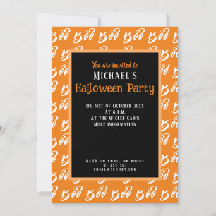 Invitation Motif texte de la boîte orange blanche Ghost Hallo